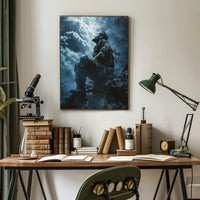 Haunting Horror Poster: Skeletal Figure with Red Eyes PosterGoat