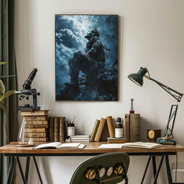 Haunting Horror Poster: Skeletal Figure with Red Eyes PosterGoat