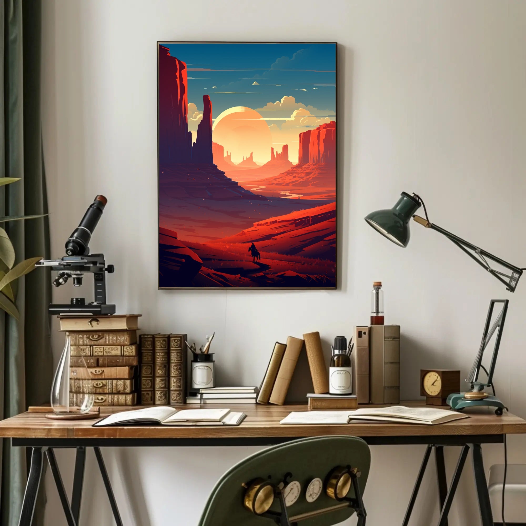 Desert Sunset Journey Poster PosterGoat