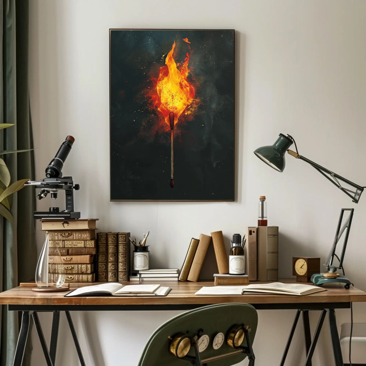 Ignite Your Space: Ablaze Matchstick Art Poster