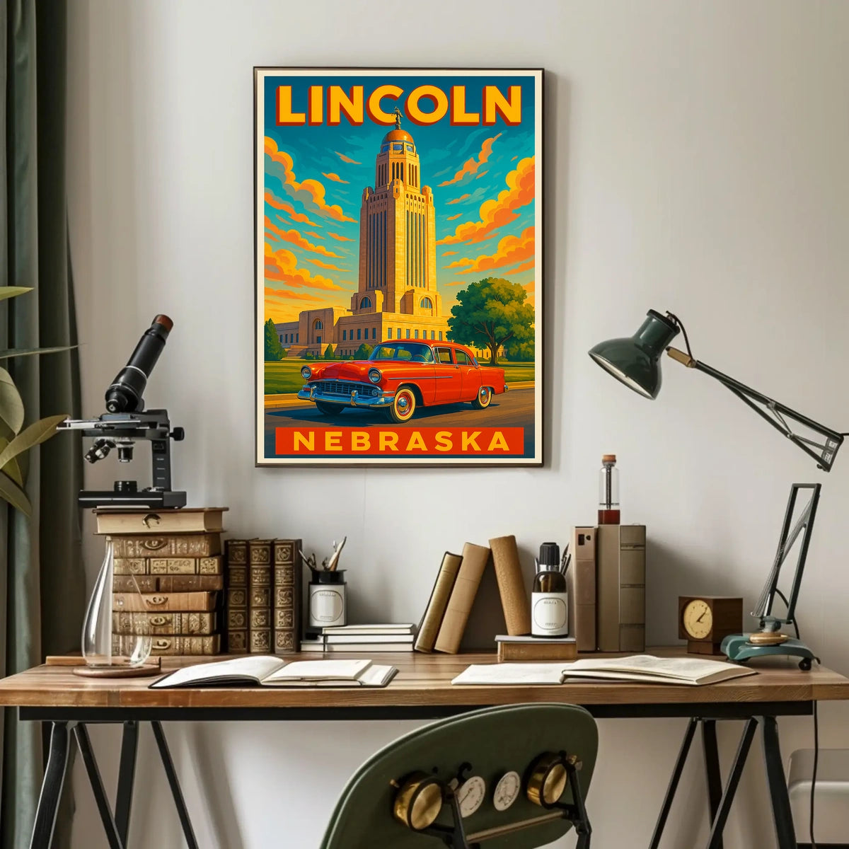 Lincoln Nebraska Cityscape Scenic Wanderlust Poster