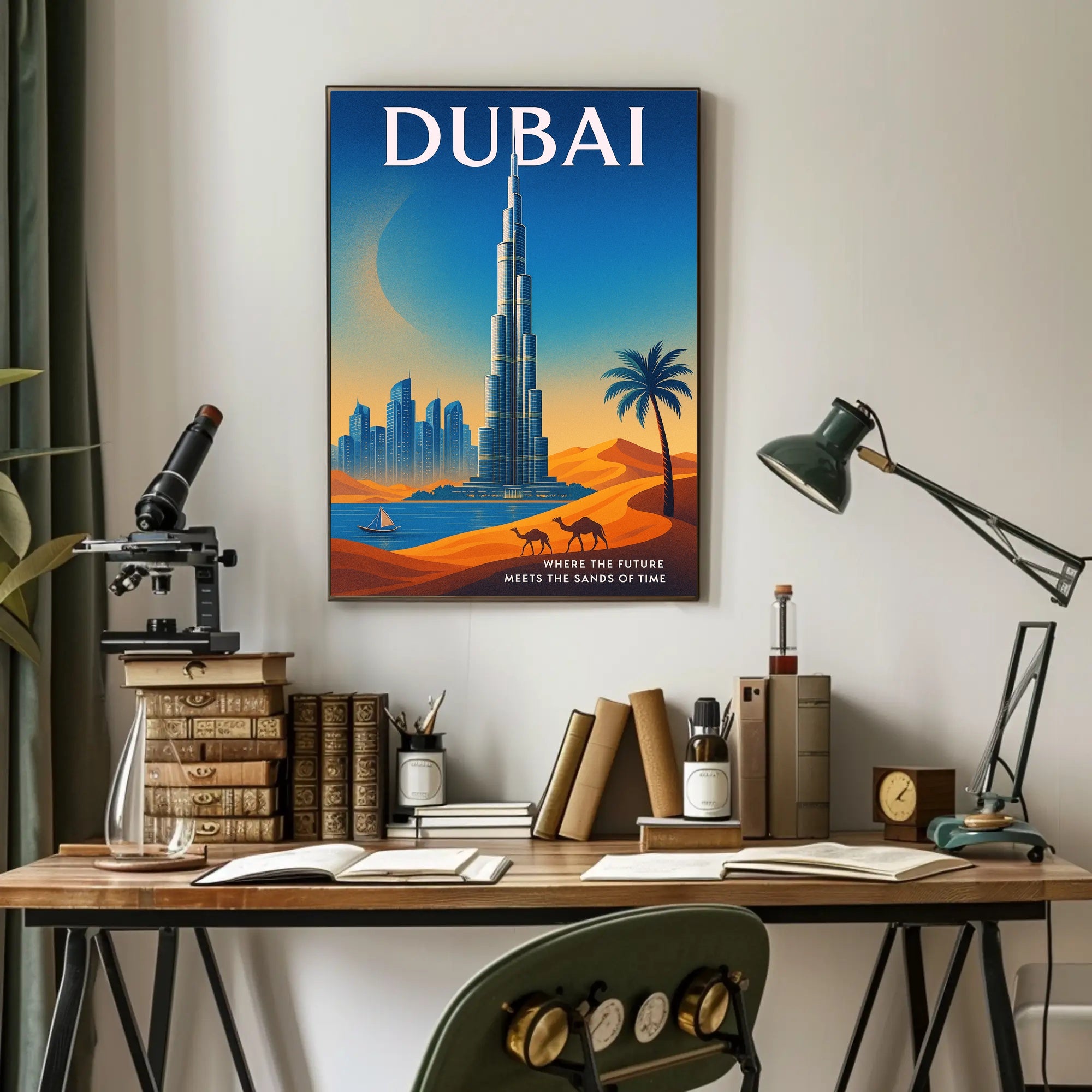 Dubai Where the Future Meets the Sands of Time Poster PosterGoat
