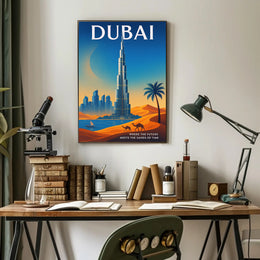 Dubai Where the Future Meets the Sands of Time Poster PosterGoat