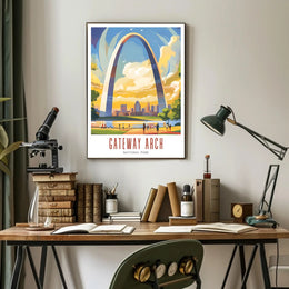 Gateway Arch Illustrated Travel Poster Print