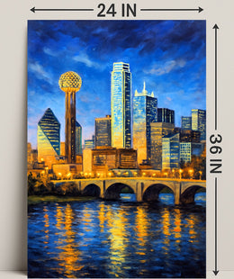 Illuminated Cityscape at Dusk Poster PosterGoat