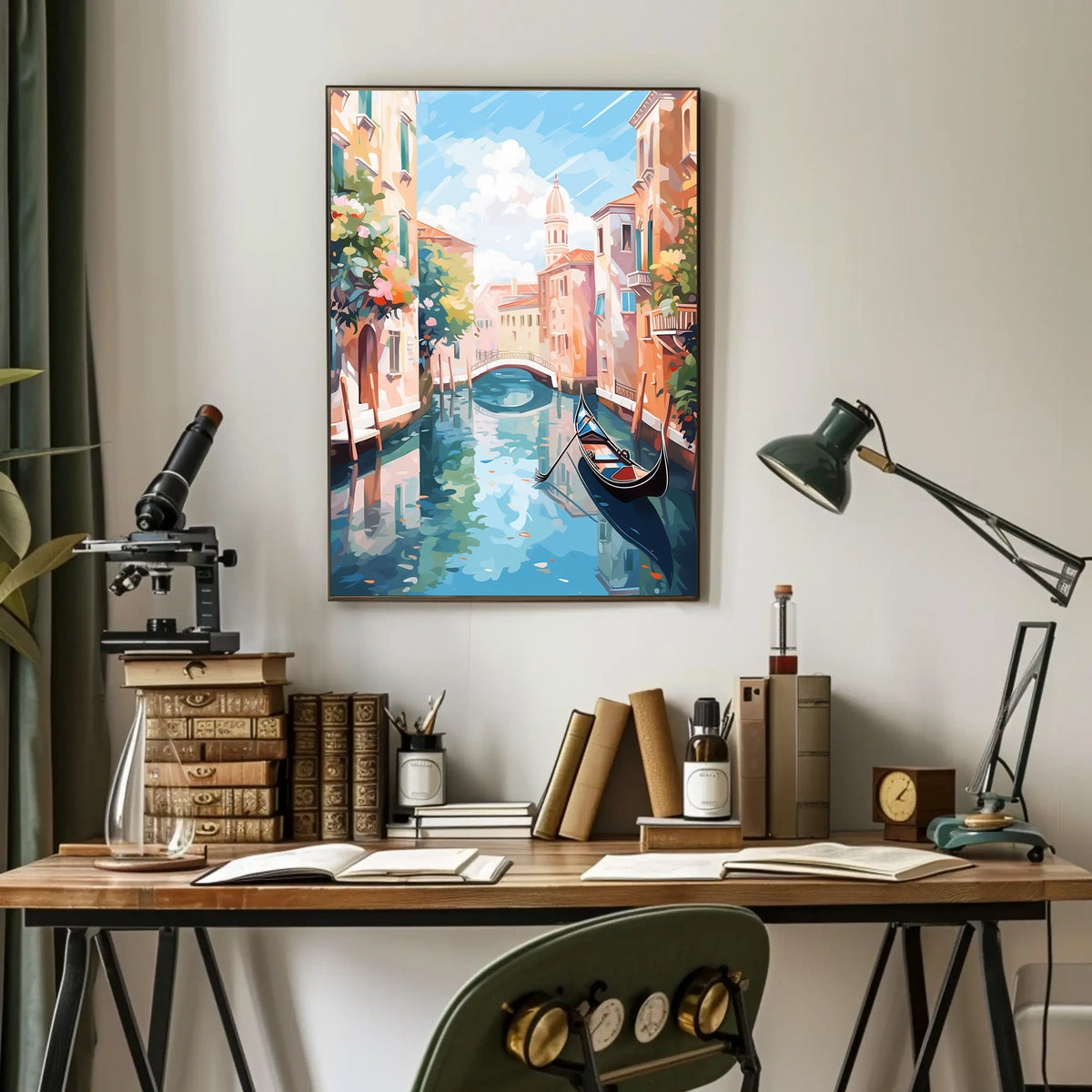 Venice Canal Gondola Scene Vintage Travel Poster