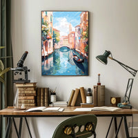 Venice Canal Gondola Scene Vintage Travel Poster