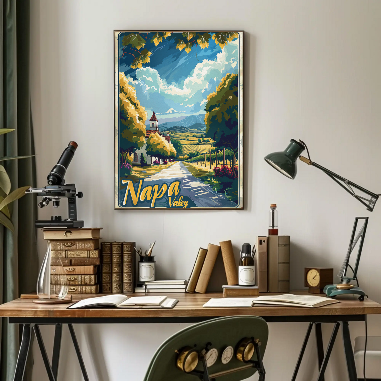 Napa Valley Church and Fields Travel Poster