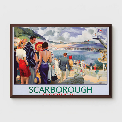 Scarborough - It's Quicker by Rail Poster