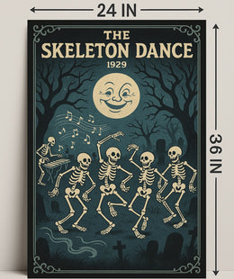 Dancing Skeletons Vintage Halloween Pop Culture Poster