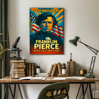 Franklin Pierce 14th President of the United States Colorful Comic Book Style Poster
