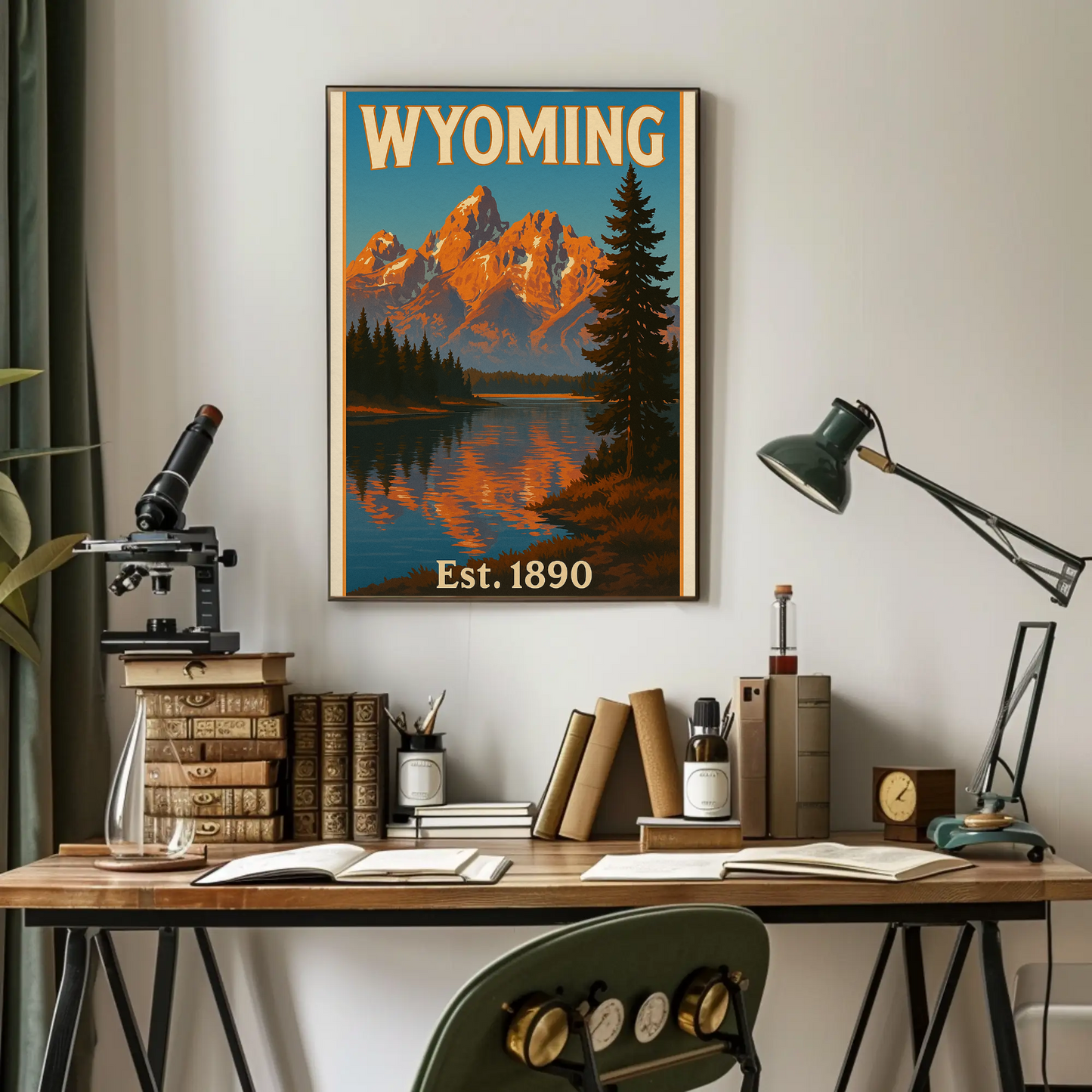 Wyoming Grand Tetons Mountain Lake Reflection Travel Poster