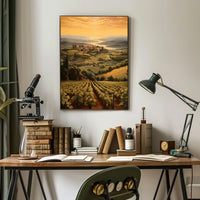 Tuscany Sunset Landscape Photorealistic Travel Poster