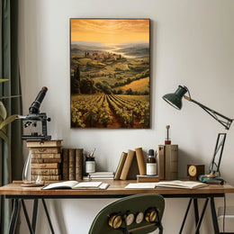 Tuscany Sunset Landscape Photorealistic Travel Poster