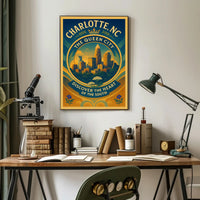 Charlotte Skyline Vintage Travel Poster