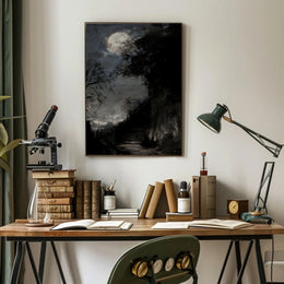 Full Moon on Haunted Staircase: Artistic Poster PosterGoat