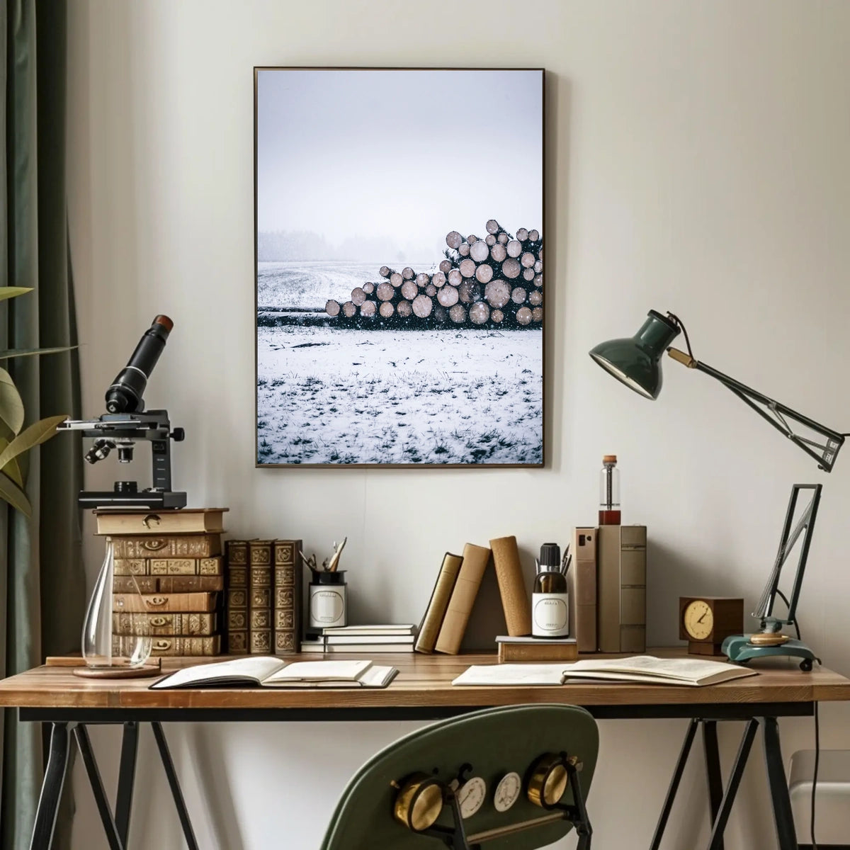 Winter Logging Scene Poster