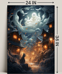 Enchanted Village Under Ghostly Skies Poster