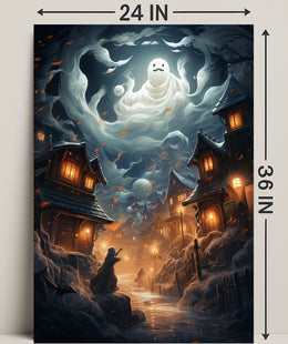 Enchanted Village Under Ghostly Skies Poster