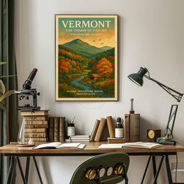 Vermont Autumn Landscape Travel Poster