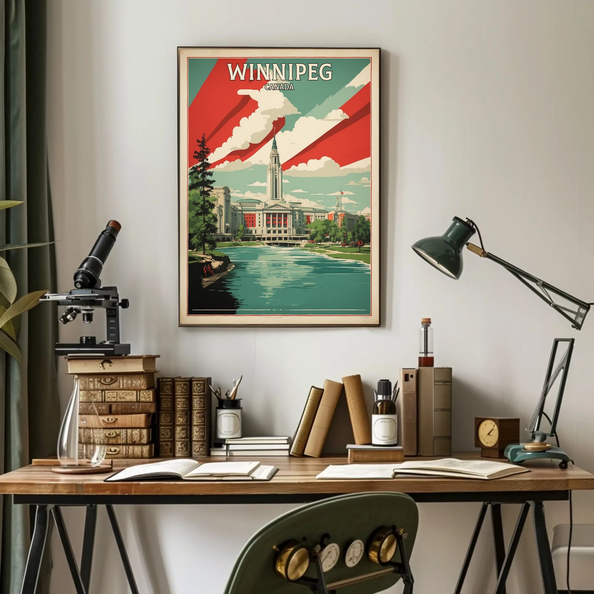 Winnipeg Architectural Scene Vintage Urban Cityscape Poster