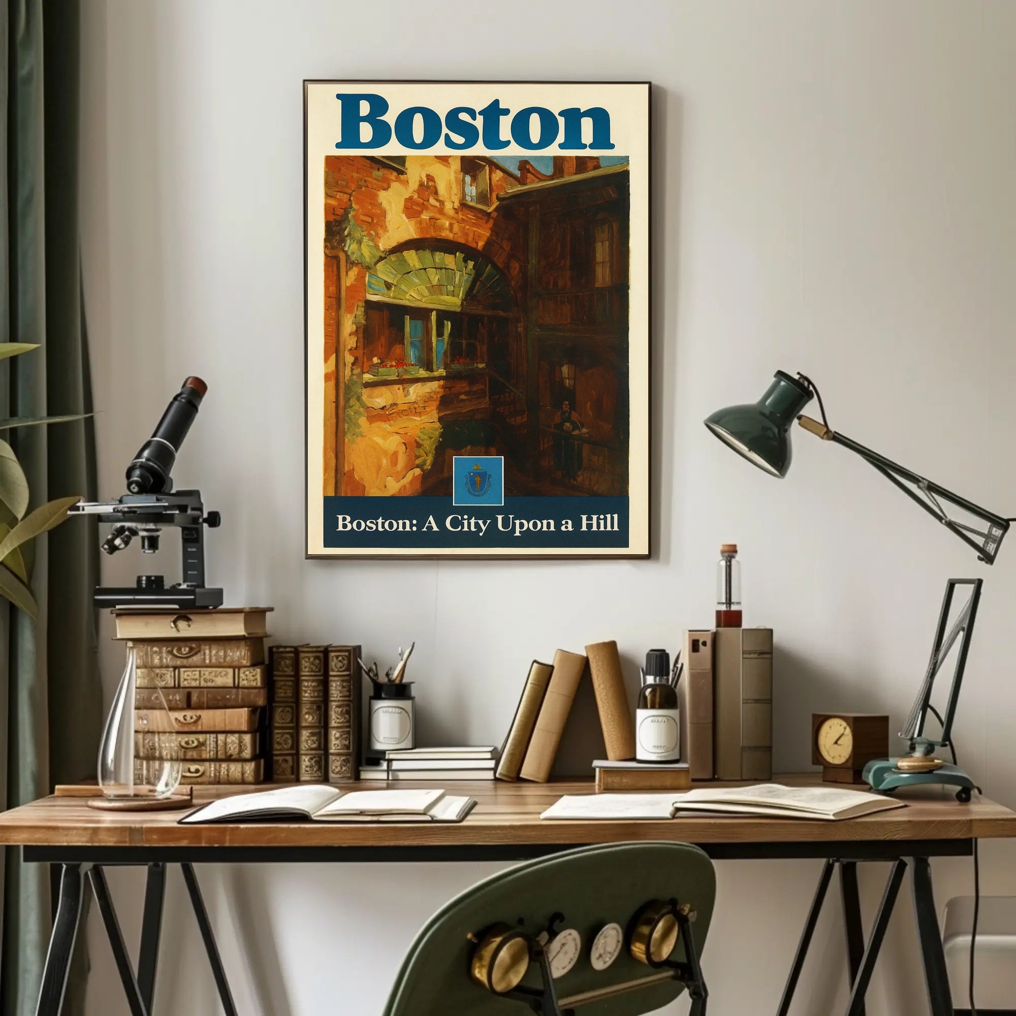 Boston City Upon a Hill Urban Cityscape Poster