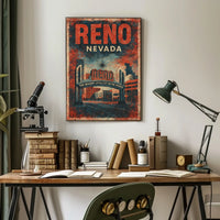 Reno Nevada Nostalgic Travel Vintage Americana Poster
