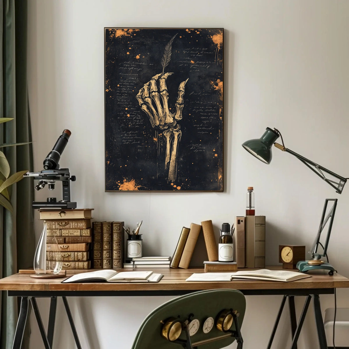 Skeleton Hand with Quill Art Artistic or Pop Culture Poster