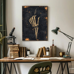 Skeleton Hand with Quill Art Artistic or Pop Culture Poster