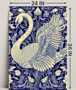 Elegant Swan and Floral Patterns Animal Poster