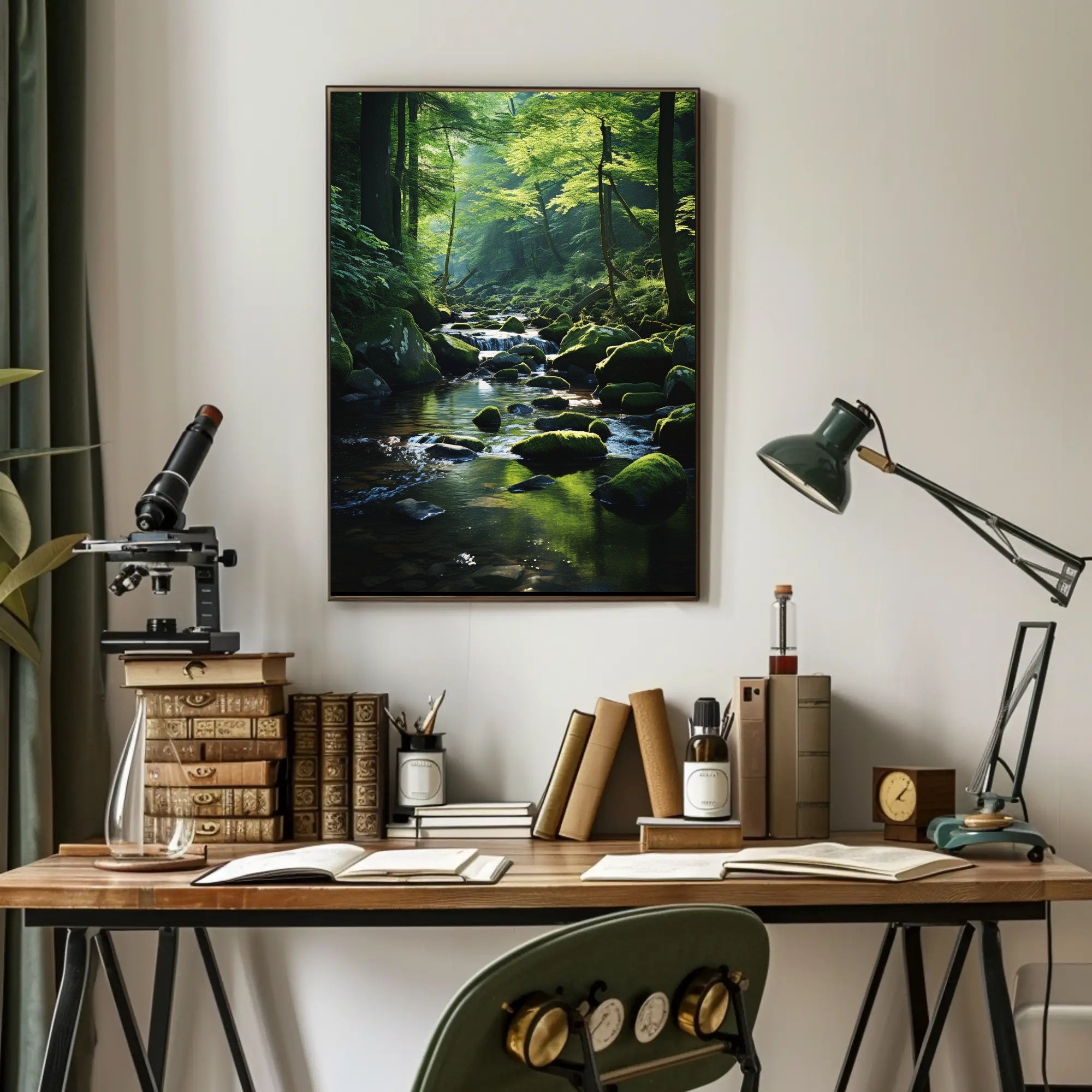 Serene Forest Stream Scene in National Park Poster