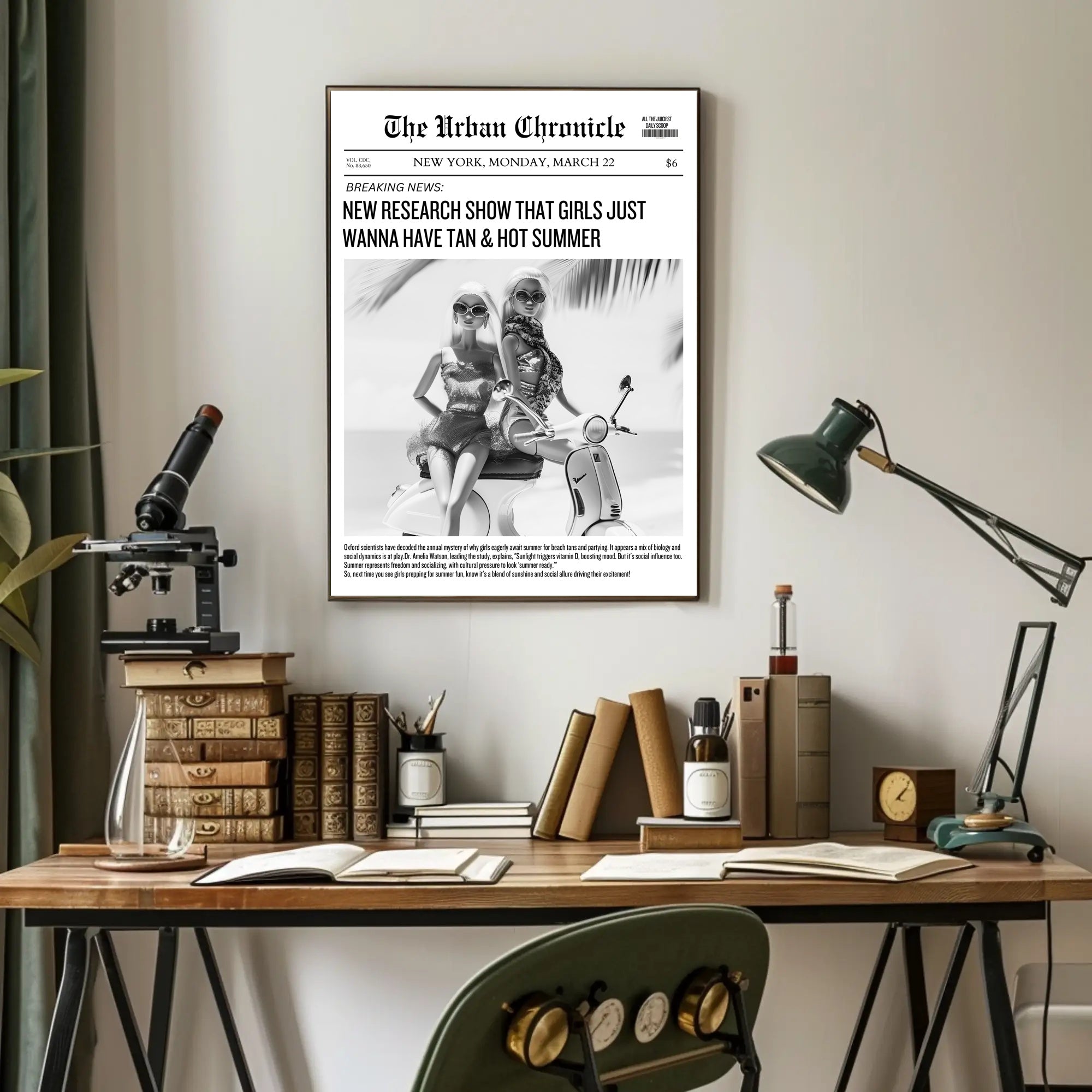 Summer Vibes Dolls on Scooter Urban or Cityscape Poster PosterGoat
