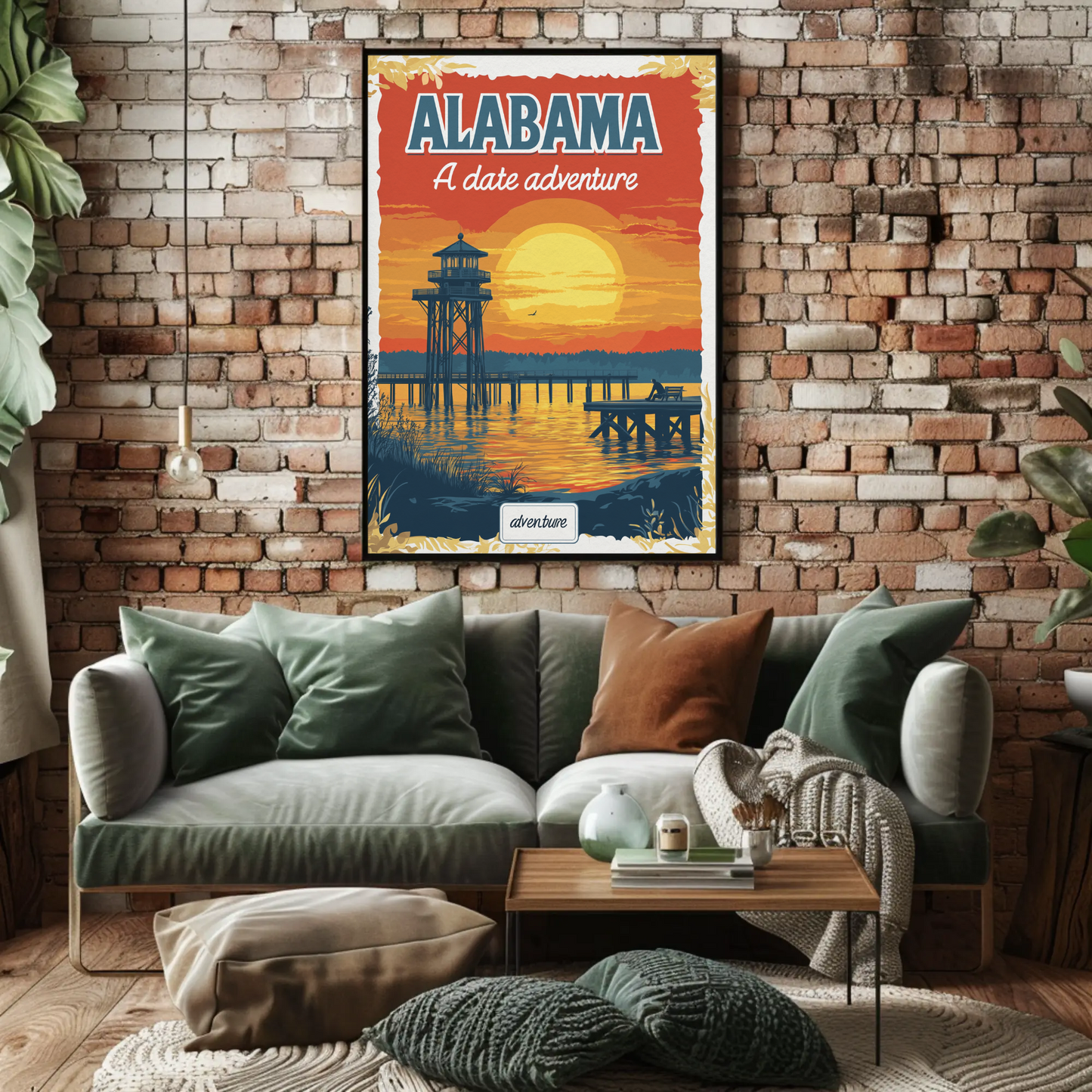 Alabama: A Date Adventure Vintage Travel Poster