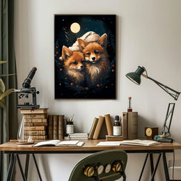 Moonlit Foxes Poster