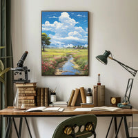 Serene and Idyllic Countryside Landscape Artistic Poster