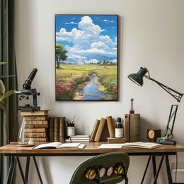 Serene and Idyllic Countryside Landscape Artistic Poster