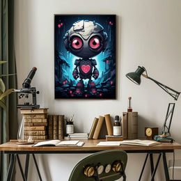 Robot Heart Poster: Futuristic Whimsy Meets Dystopia