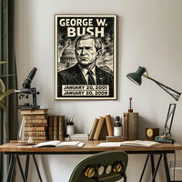 George W. Bush 43rd President of the United States B & W Comic Sketch Poster