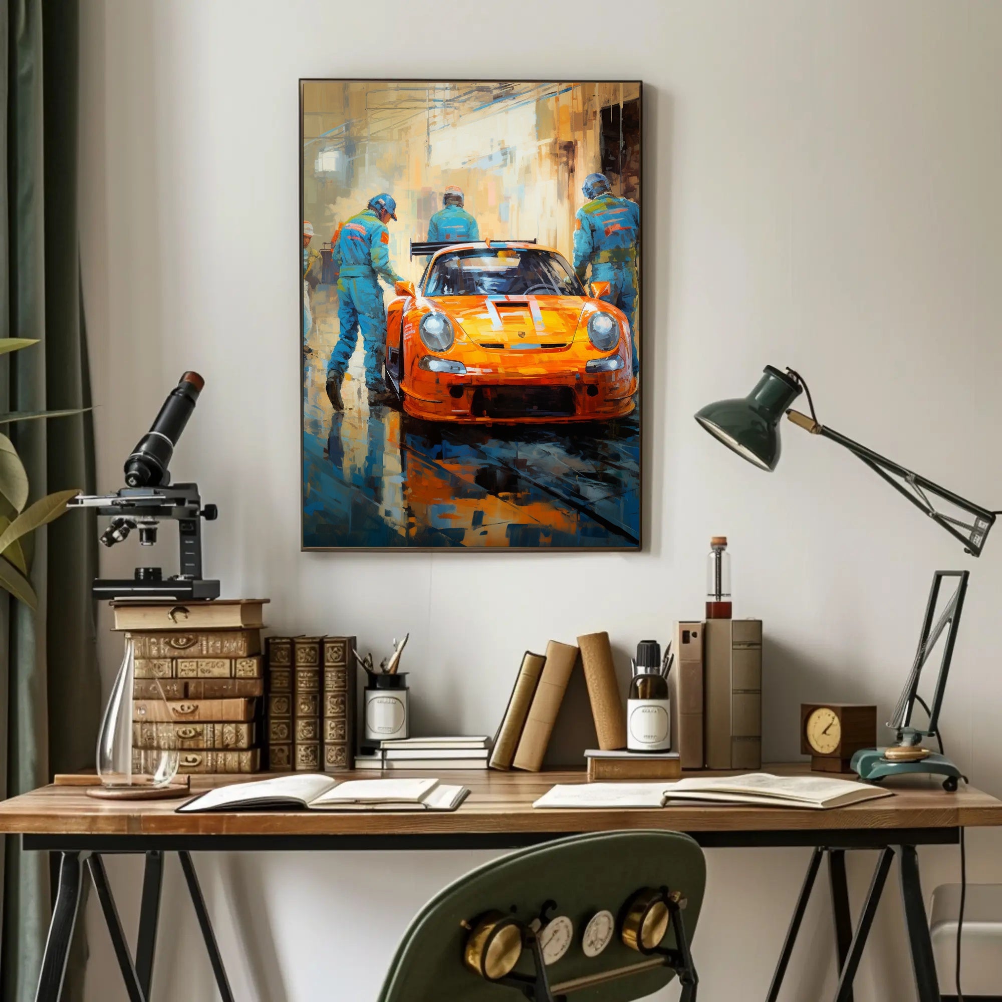 Racing Team In Action Poster PosterGoat