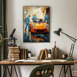 Racing Team In Action Poster PosterGoat