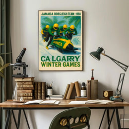 Jamaica Bobsleigh Team 1988 Winter Poster