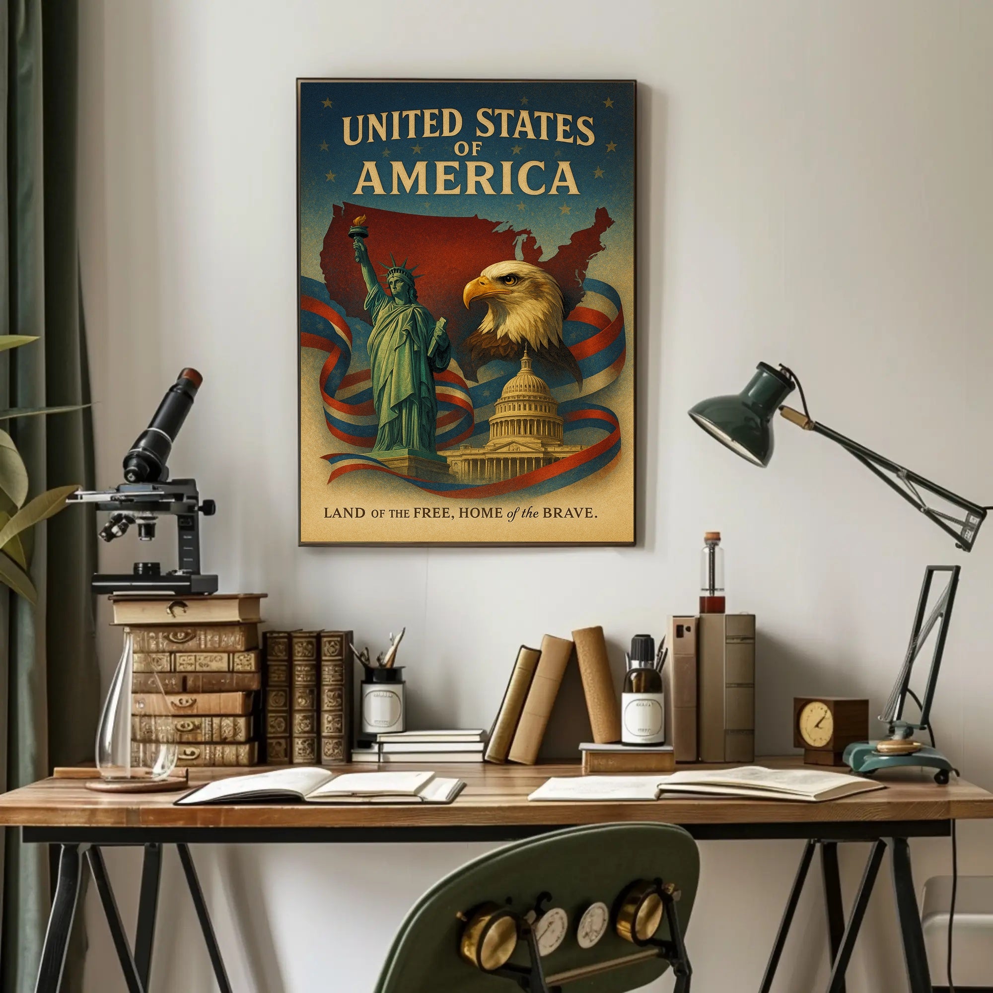 United States of America Land of the Free Poster PosterGoat