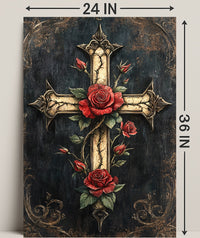 Roses And Cross Poster