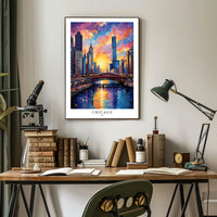 Chicago Skyline At Sunset Poster