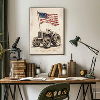 old fashioned farm tractor Poster