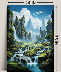 Serene Waterfall Landscape Poster