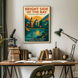 Oakland Cityscape Vintage Travel Poster Art Print