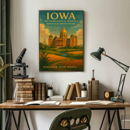 Discover Your Roots: Iowa Heritage Travel Poster