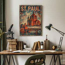 St Paul Cathedral Vintage Art Heritage Typography Historic Charm Weathered Monuments Collectors Skyline Poster