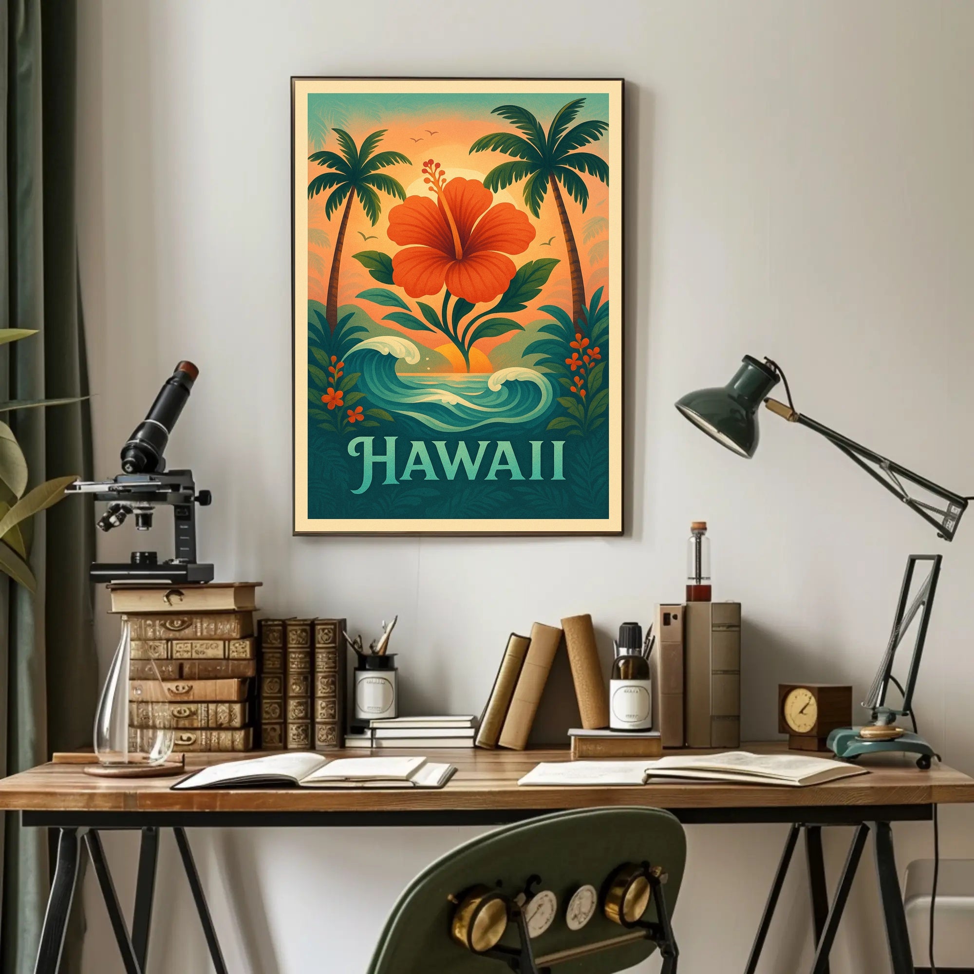 Hawaiian Tropical Paradise Vintage Travel Poster